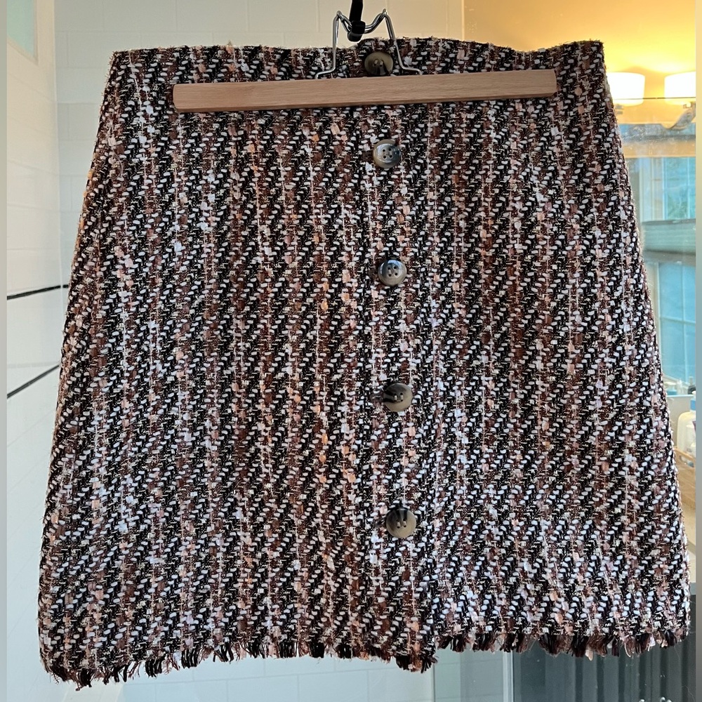 Ann Taylor Textured Brown A-Line Skirt